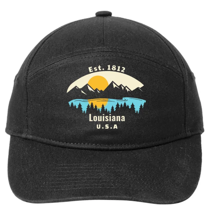 Louisiana Mountain Nature Sunset River Camping Hiking 7-Panel Snapback Hat