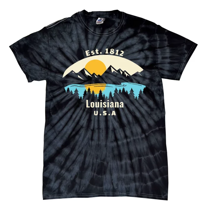 Louisiana Mountain Nature Sunset River Camping Hiking Tie-Dye T-Shirt