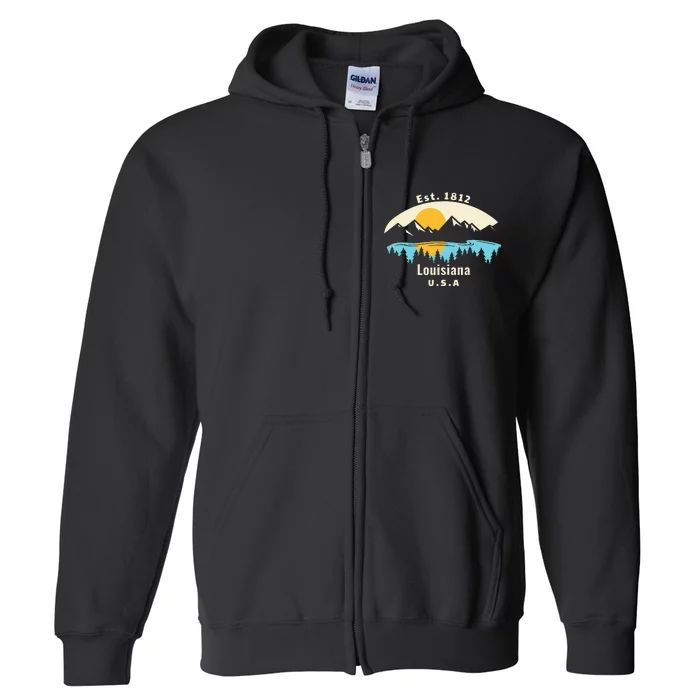 Louisiana Mountain Nature Sunset River Camping Hiking Full Zip Hoodie