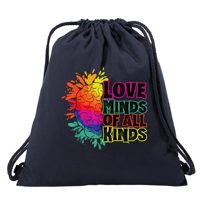 Love Minds Of All Kinds, Neurodiversity, Autism Awareness Drawstring Bag