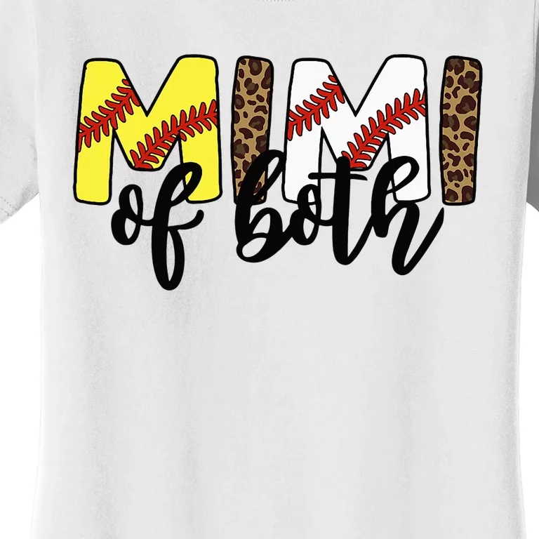 Leopard Mimi Of Both Baseball Softball Grandma Mother's Day Women's T-Shirt