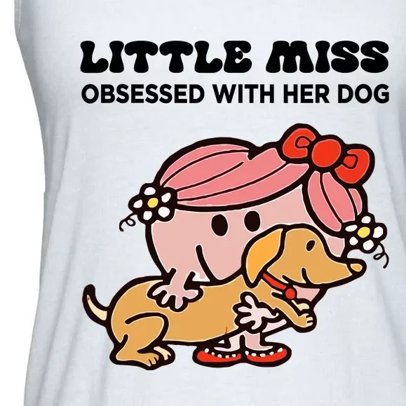 Little Miss Obsessed With Her Dog Funny Design Ladies Essential Flowy Tank