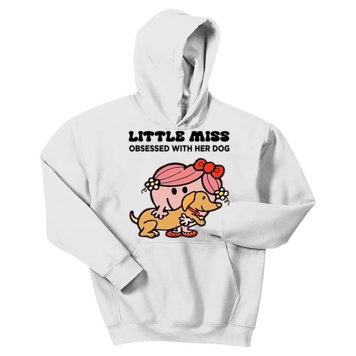 Little Miss Obsessed With Her Dog Funny Design Kids Hoodie