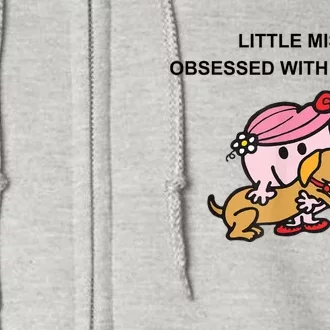 Little Miss Obsessed With Her Dog Funny Design Full Zip Hoodie