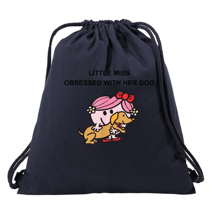 Little Miss Obsessed With Her Dog Funny Design Drawstring Bag