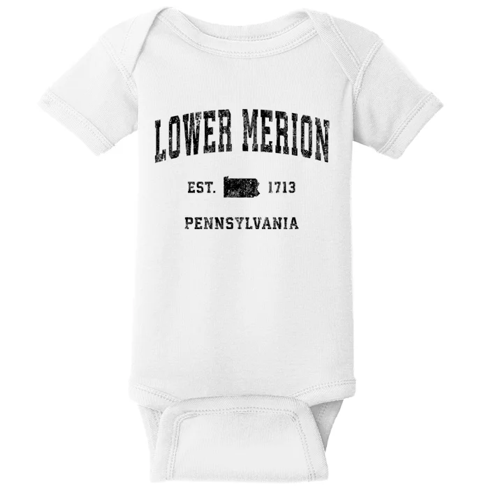 Lower Merion Pennsylvania Pa Vintage Established Athletic Sports Design Baby Bodysuit