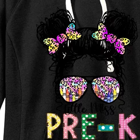 Lil Miss PreK Messy Bun Tie Dye American Cool Gift Women's Fleece Hoodie