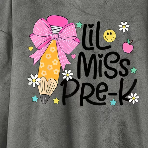 Little Miss Prek Pencil Bow First Day Of School Hooded Wearable Blanket