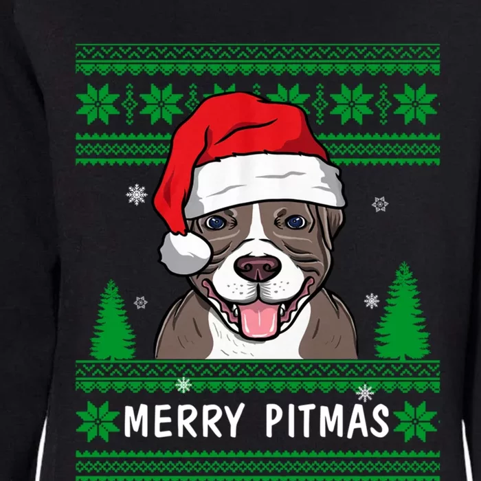 Love My Pitbull Merry Pitmas Pittie Mom Dad Funny Christmas Gift Womens California Wash Sweatshirt