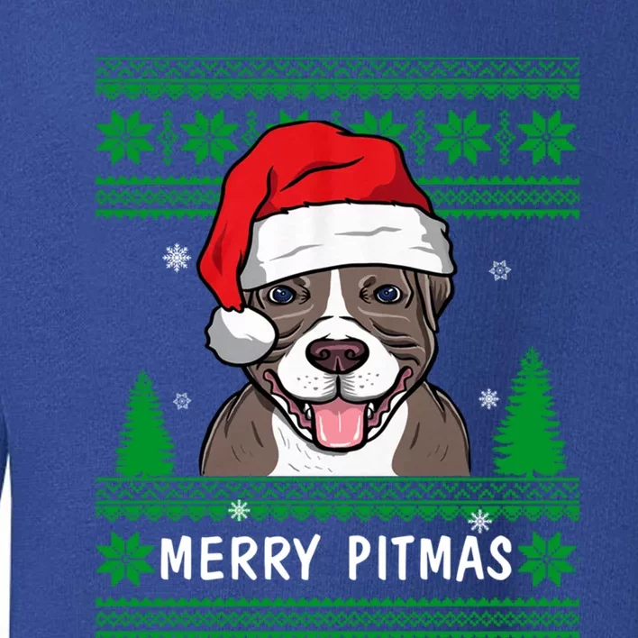 Love My Pitbull Merry Pitmas Pittie Mom Dad Funny Christmas Gift Toddler Sweatshirt