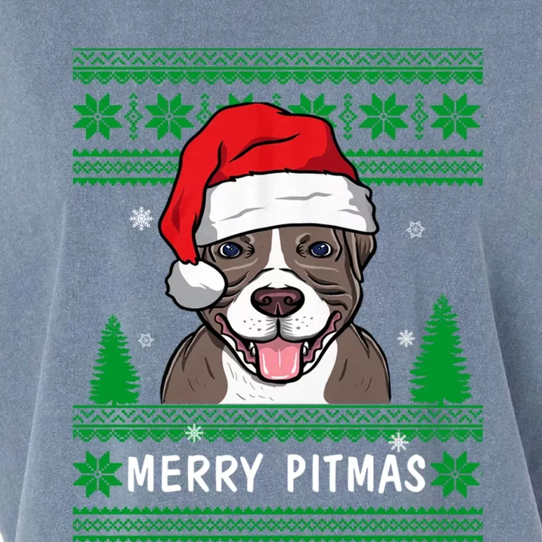 Love My Pitbull Merry Pitmas Pittie Mom Dad Funny Christmas Gift Garment-Dyed Women's Muscle Tee