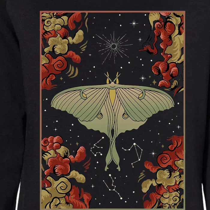 Luna Moth Print Dark Academia Aesthetic Witchy Celestial Womens California Wash Sweatshirt