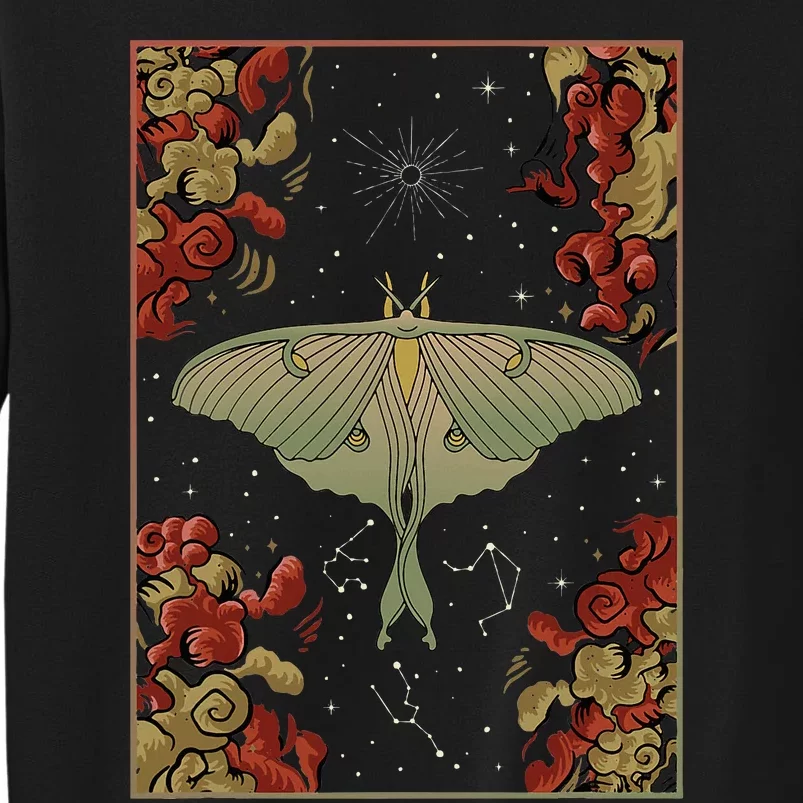 Luna Moth Print Dark Academia Aesthetic Witchy Celestial Tall Sweatshirt