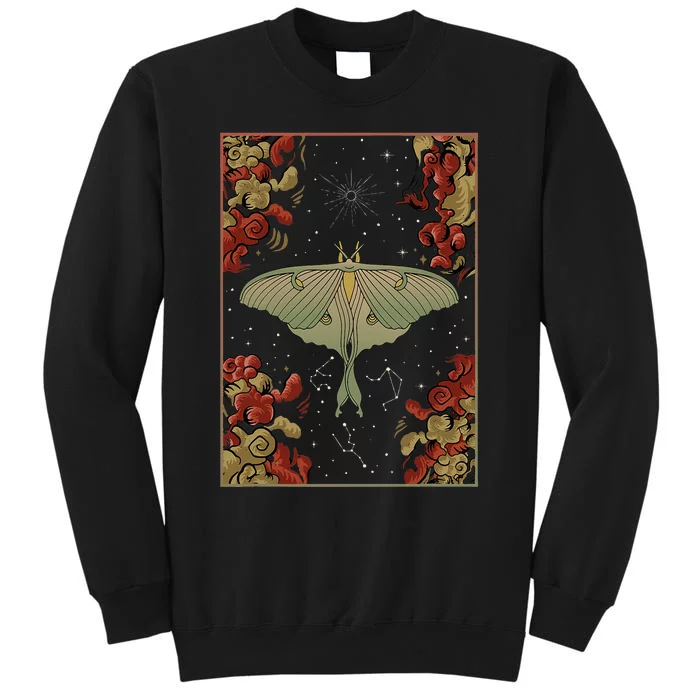 Luna Moth Print Dark Academia Aesthetic Witchy Celestial Tall Sweatshirt