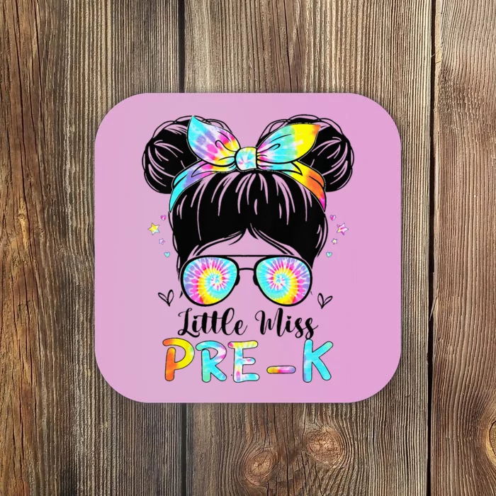 Little Miss PreK Messy Hair Bun Back To School Coaster