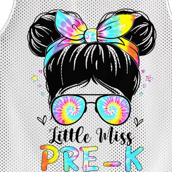 Little Miss PreK Messy Hair Bun Back To School Mesh Reversible Basketball Jersey Tank