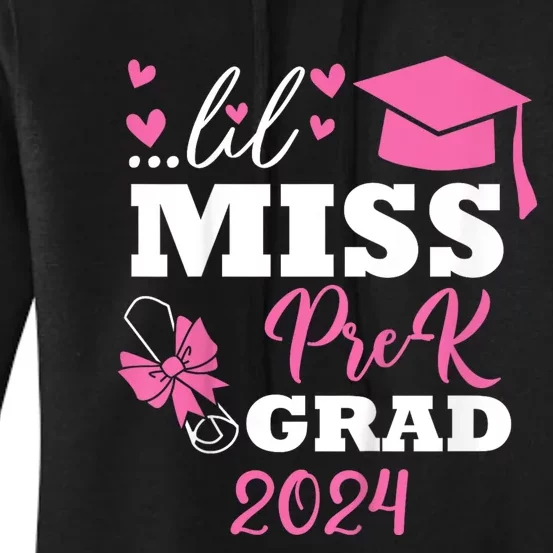 Little Miss Prek Grad 2024 Preschool Prek Graduation Women's Pullover Hoodie