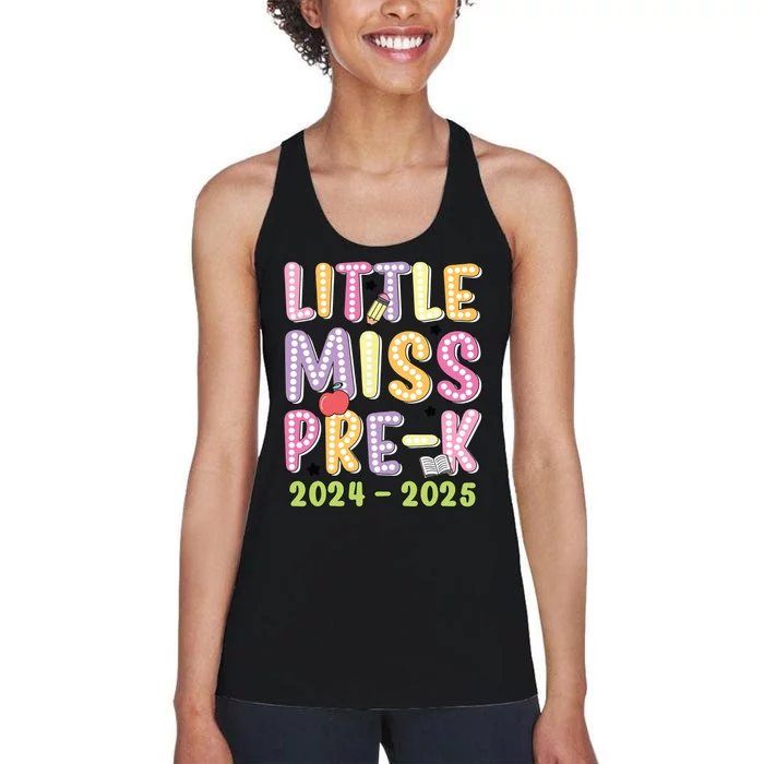 Little Miss Prek Girl Back To School 2024 2025 Prek Women's Racerback Tank