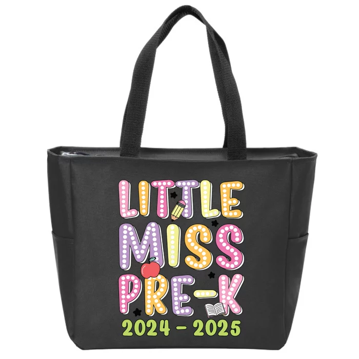 Little Miss Prek Girl Back To School 2024 2025 Prek Zip Tote Bag