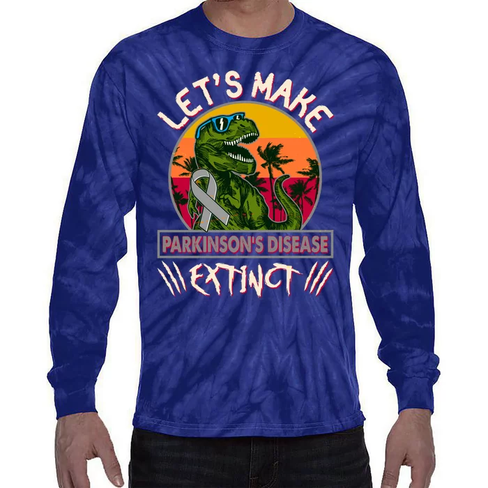 Let's Make Parkinson's Disease Extinct TRex Dinosaur Tie-Dye Long Sleeve Shirt