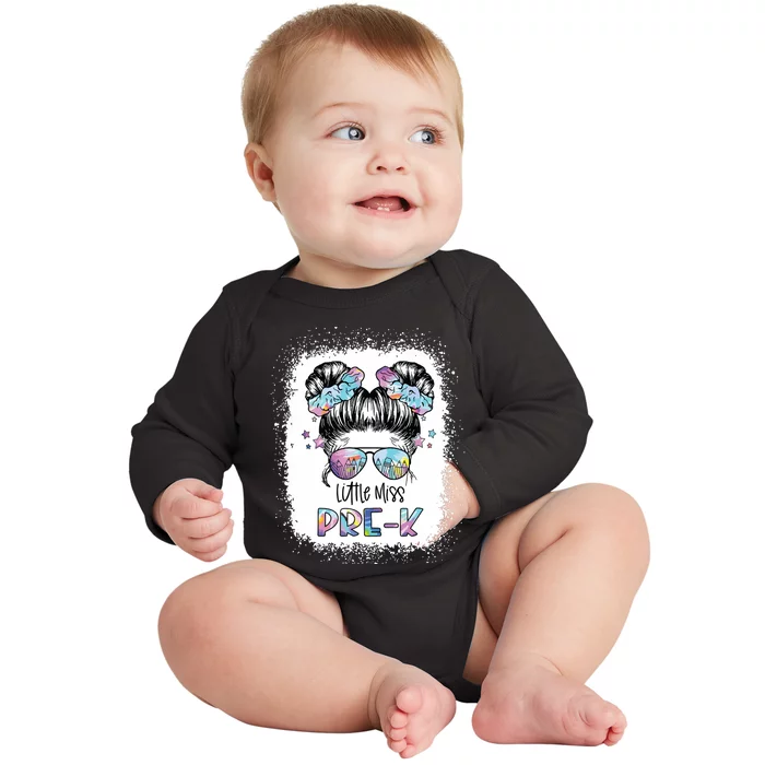 Little Miss Prek First Day Of School 1st Day Preschool Girl Baby Long Sleeve Bodysuit