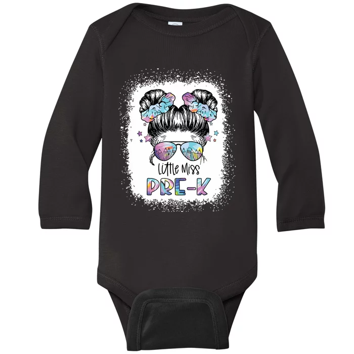 Little Miss Prek First Day Of School 1st Day Preschool Girl Baby Long Sleeve Bodysuit