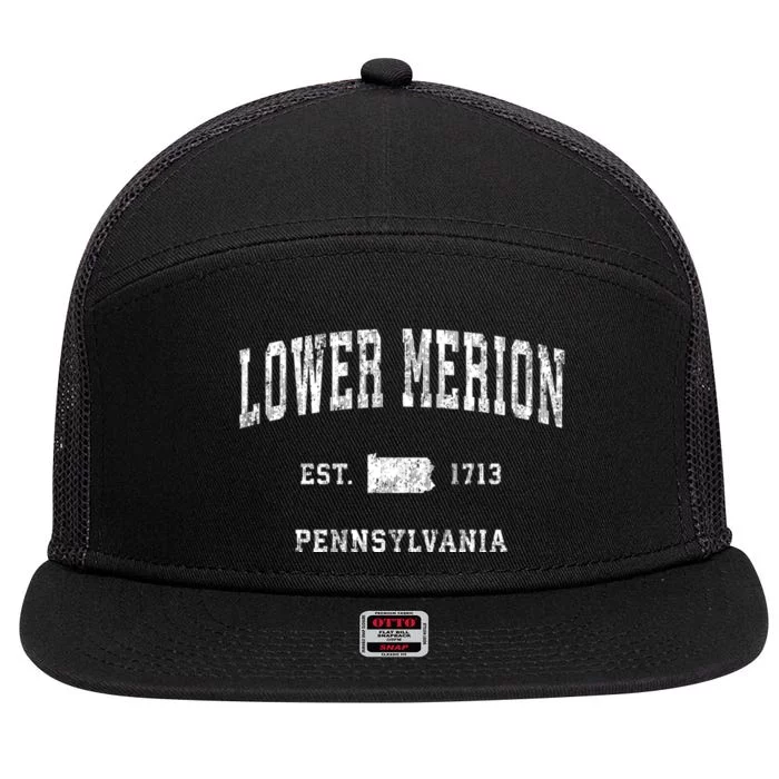 Lower Merion Pennsylvania Pa Vintage Athletic Sports 7 Panel Mesh Trucker Snapback Hat