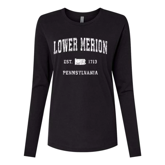 Lower Merion Pennsylvania Pa Vintage Athletic Sports Womens Cotton Relaxed Long Sleeve T-Shirt