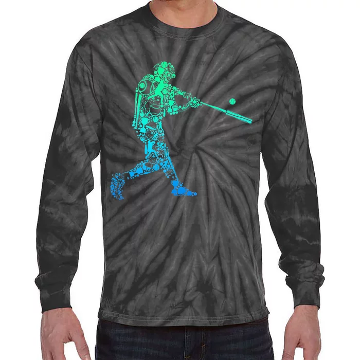 Love My Pitcher Cute Baseball Player Mom Tie-Dye Long Sleeve Shirt