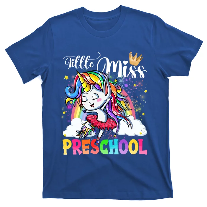 Little Miss Preschool Cute Unicorn First Day Of School Gift T-Shirt