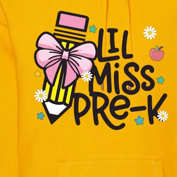 Little Miss Pre K Pencil Bow First Day Of School Premium Hoodie