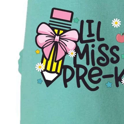 Little Miss Pre K Pencil Bow First Day Of School Doggie 3-End Fleece Hoodie