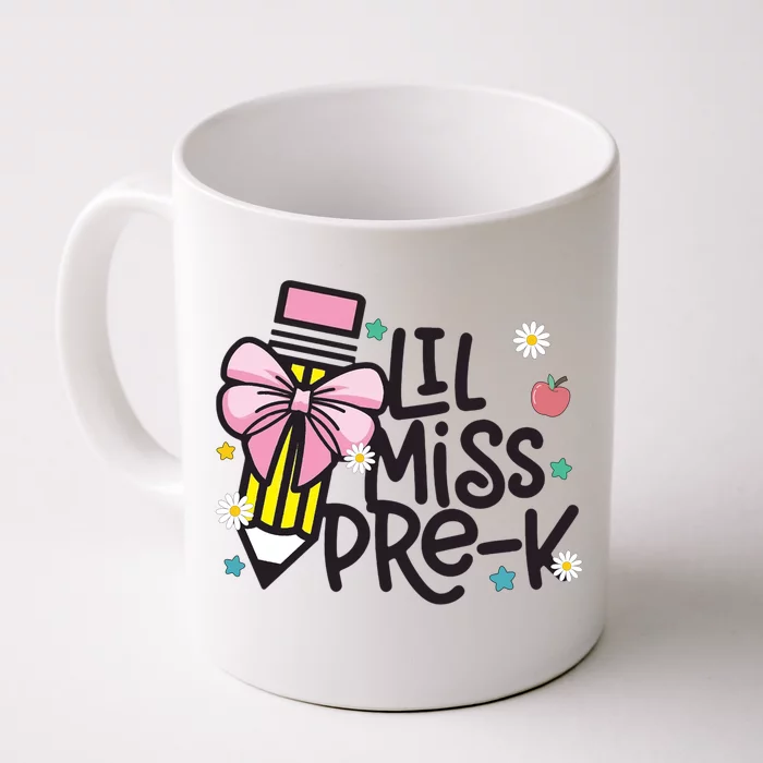 Little Miss Pre K Pencil Bow First Day Of School Front & Back Coffee Mug