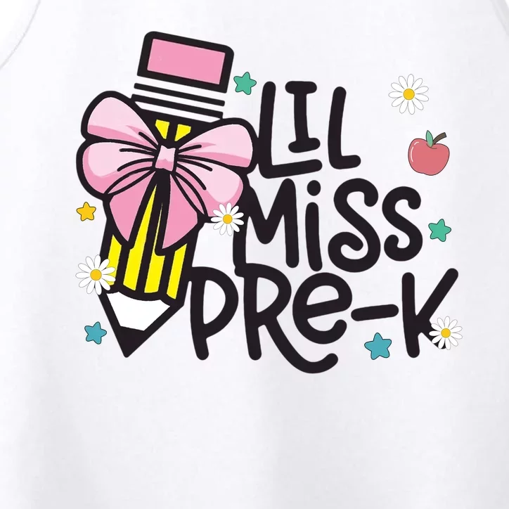 Little Miss Pre K Pencil Bow First Day Of School Performance Tank