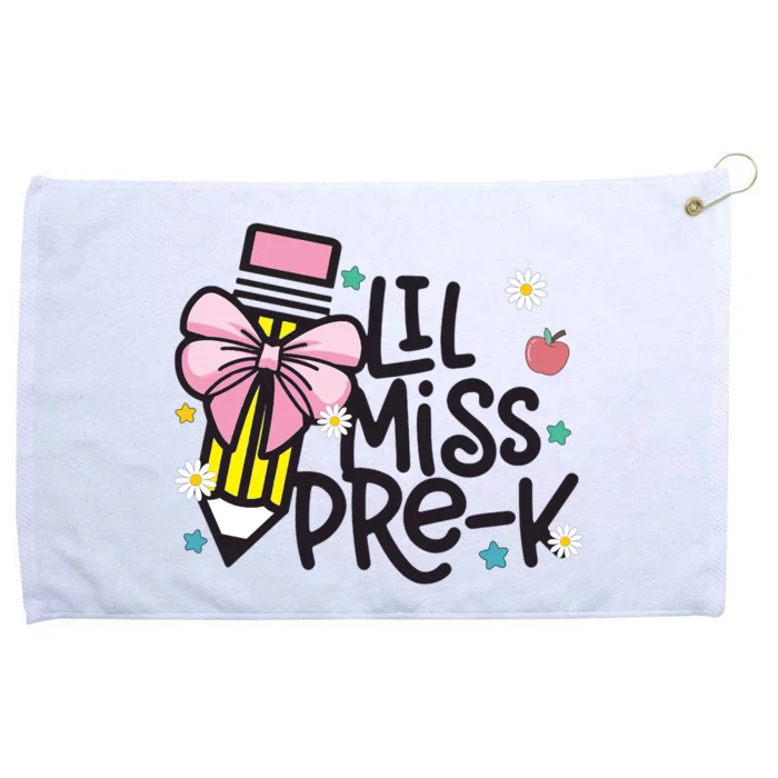 Little Miss Pre K Pencil Bow First Day Of School Grommeted Golf Towel