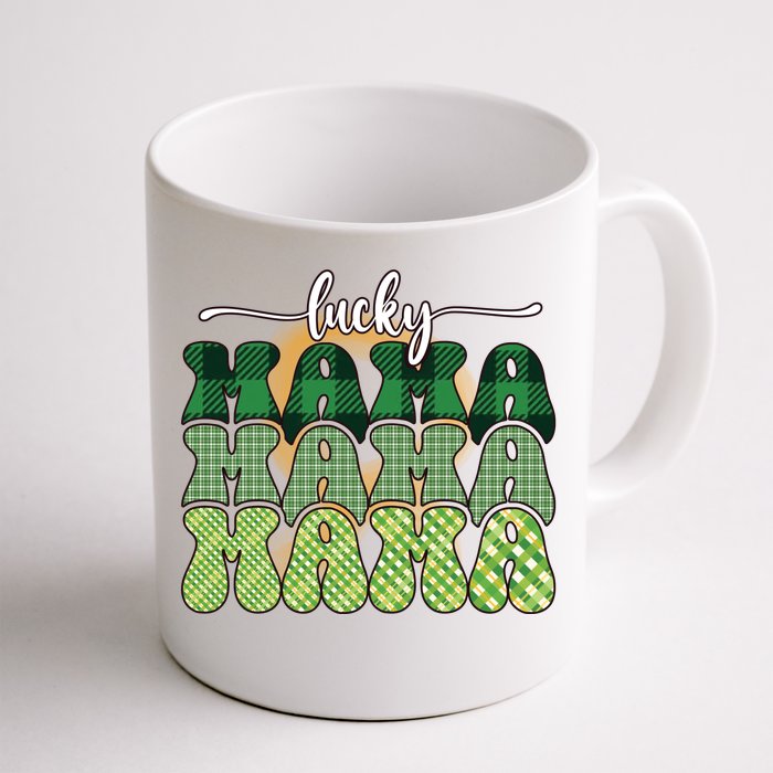 Lucky Mama Plaid Shamrock St Pattricks Day Front & Back Coffee Mug