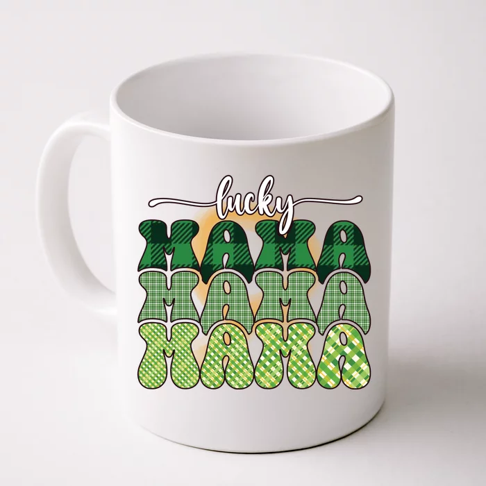 Lucky Mama Plaid Shamrock St Pattricks Day Front & Back Coffee Mug