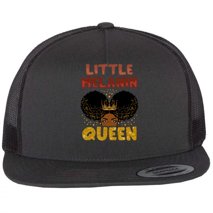 Little Melanin Queen Y Black Magic Funny Gift Flat Bill Trucker Hat