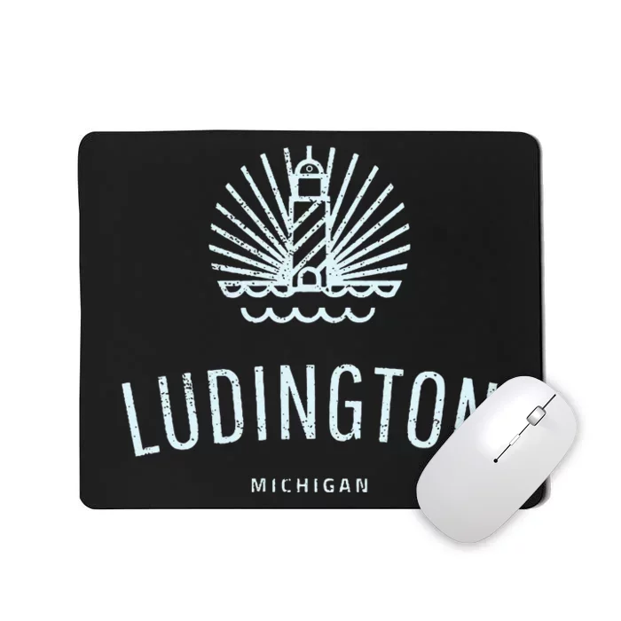 Ludington Michigan Retro Vintage Lighthouse Mousepad