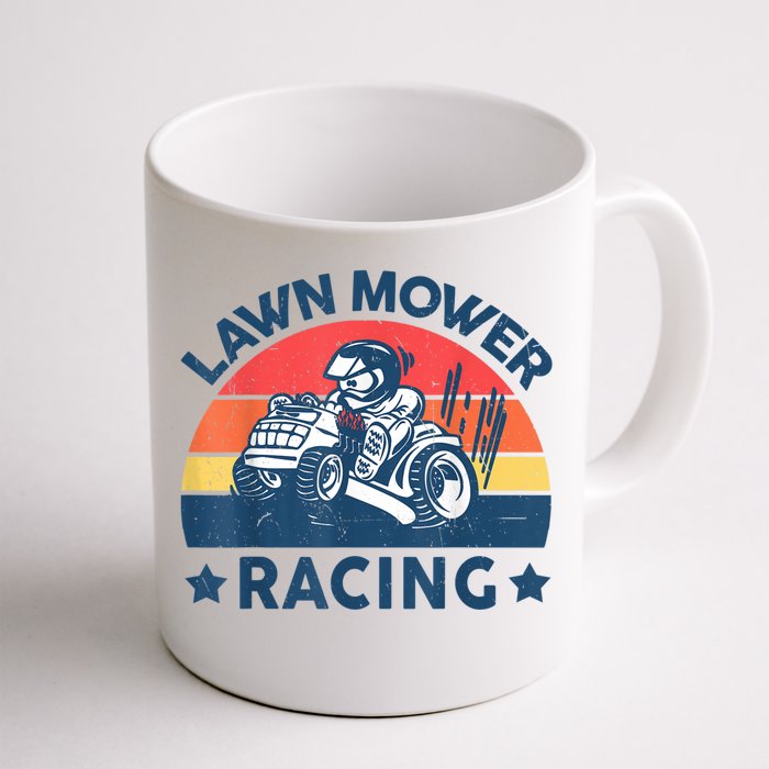 Lawn Mower Racing Lawn Mowing Funny Landscaping Front & Back Coffee Mug