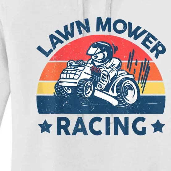 Lawn Mower Racing Lawn Mowing Funny Landscaping Women's Pullover Hoodie