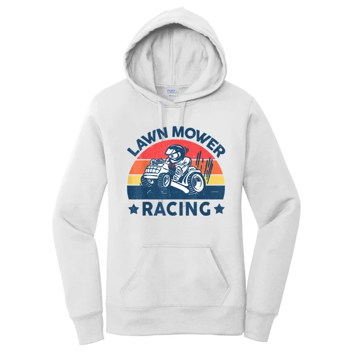 Lawn Mower Racing Lawn Mowing Funny Landscaping Women's Pullover Hoodie