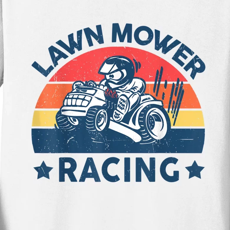 Lawn Mower Racing Lawn Mowing Funny Landscaping Kids Long Sleeve Shirt