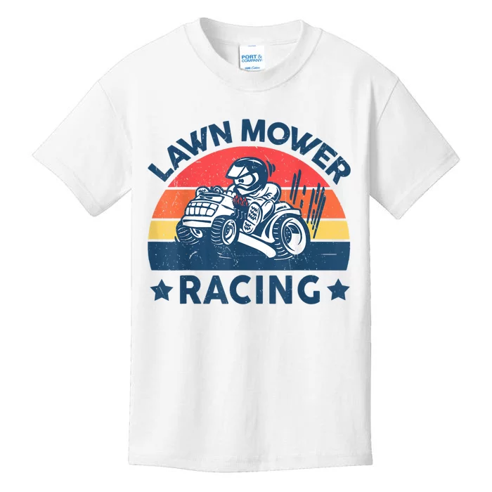 Lawn Mower Racing Lawn Mowing Funny Landscaping Kids T-Shirt