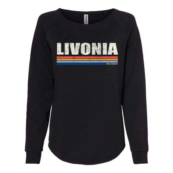 Livonia Michigan Retro Style 1980's Logo Womens California Wash Sweatshirt