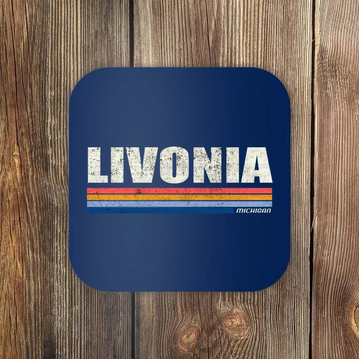 Livonia Michigan Retro Style 1980's Logo Coaster