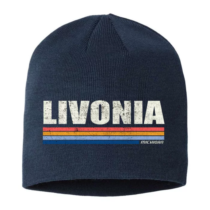 Livonia Michigan Retro Style 1980's Logo 8 1/2in Sustainable Knit Beanie