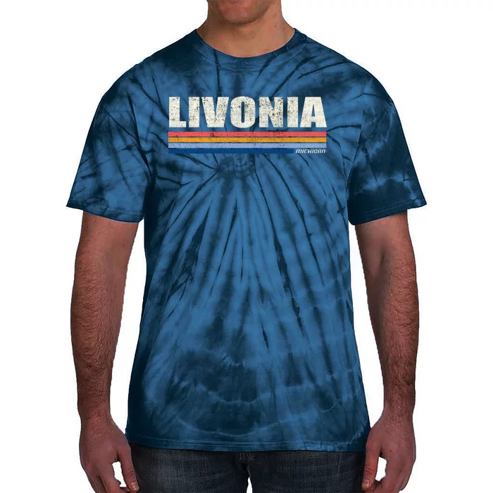 Livonia Michigan Retro Style 1980's Logo Tie-Dye T-Shirt