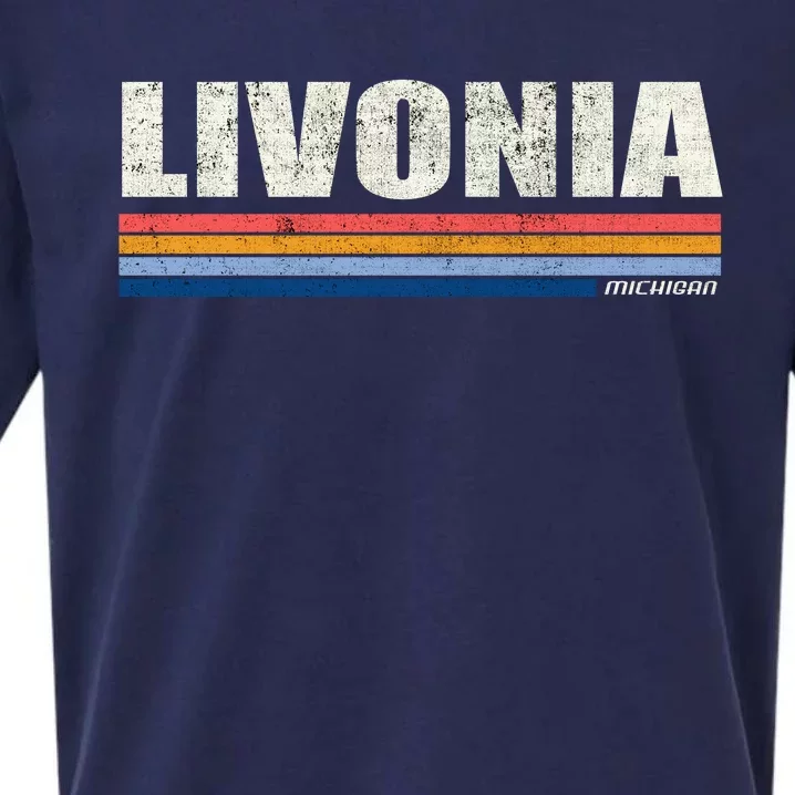 Livonia Michigan Retro Style 1980's Logo Sueded Cloud Jersey T-Shirt