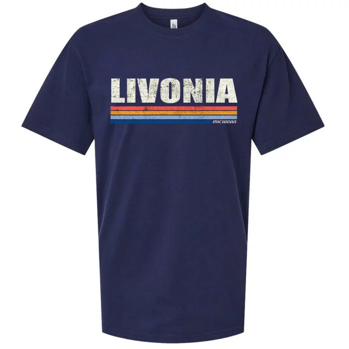 Livonia Michigan Retro Style 1980's Logo Sueded Cloud Jersey T-Shirt